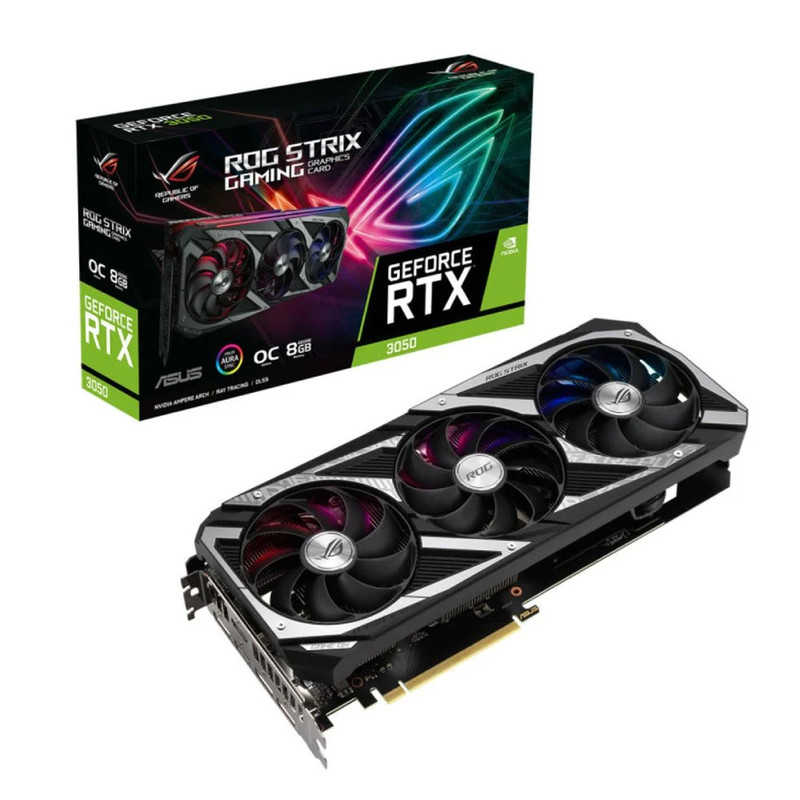 Asus GeForce RTX 3050 ROG Strix OC LHR 8GB GDDR6 PCI-e Graphics Card - كرت الشاشة